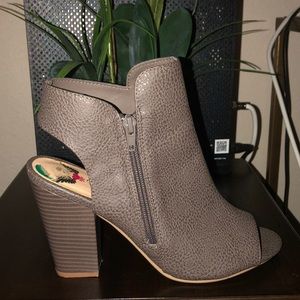 Brown open toe heels